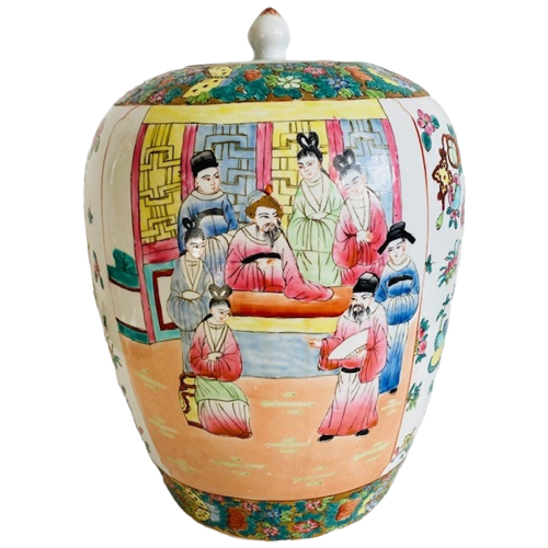 Vintage Xl Chinese Handgeschilderde Gemberpot