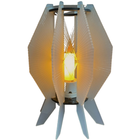 White Accrylic Wire Table Lamp Paul Secon Style 1970s 1