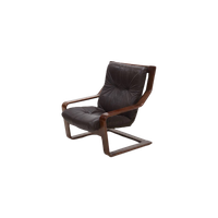 Scandinavian Bent Wood And Leather Lounge Chair 1960S