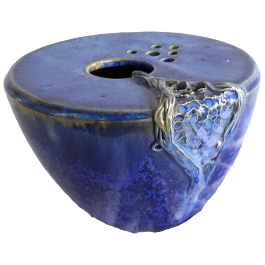 Prachtige Keramiek Vaas Kobalt Blauw, Organisch 1