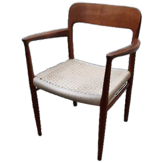 Niels Otto Møller Armchair No. 65 In Teak Met Gevlochten Katoen Zitting . 1