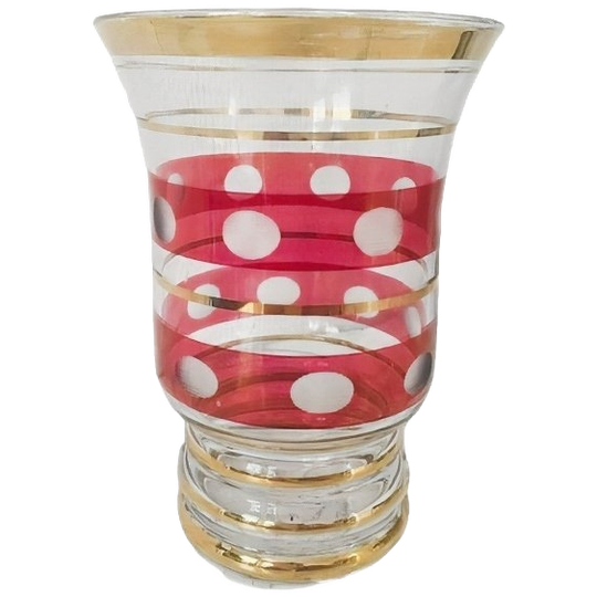 Art Deco Booms Glas De Rupel Vaas Rood Goud 1930’s 1