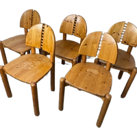 5X Rainer Daumiller Vintage Grenen Eetkamerstoelen