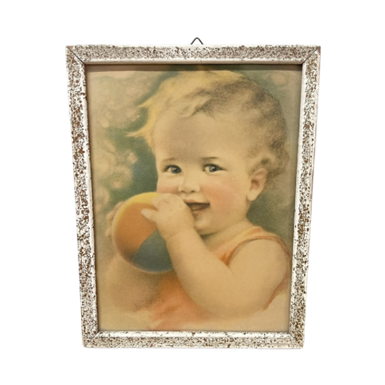 Vintage Babyschilderijtje Brocante Prentje 1