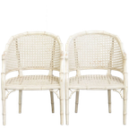 Set Van 2 Leuke Vintage Jaren 70 Design Stoelen Van Jonathan Adler Gemaakt Van Riet En Bamboe thumbnail 1