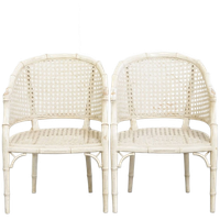 Set Van 2 Leuke Vintage Jaren 70 Design Stoelen Van Jonathan Adler Gemaakt Van Riet En Bamboe