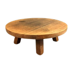 Vintage Massief Eiken Wabi Sabi Brutalist Salontafel, Rond thumbnail 1
