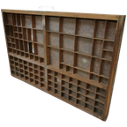 Brocante, Bruine Antieke Houten Letterbak, Wanddecoratie H thumbnail 1