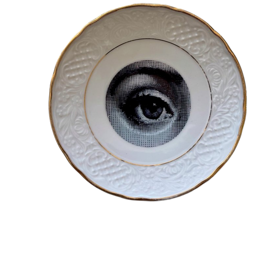 Vintage Wandbord Oog Gouden Randje 1