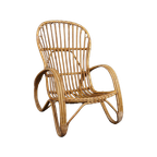 Zeldzame Rotan Fauteuil, Rohé Noordwolde 1950 thumbnail 1
