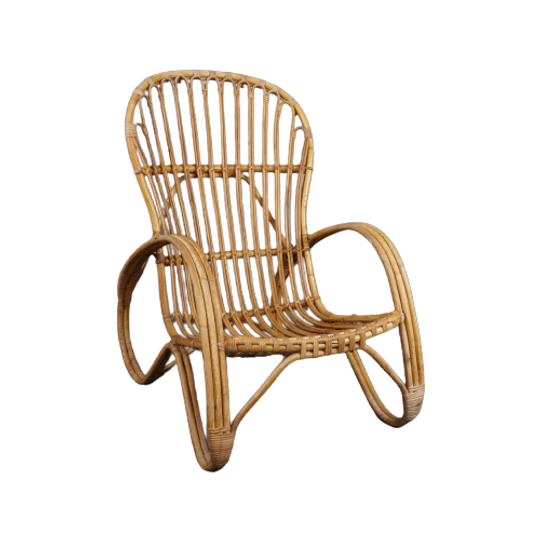 Zeldzame Rotan Fauteuil, Rohé Noordwolde 1950 1
