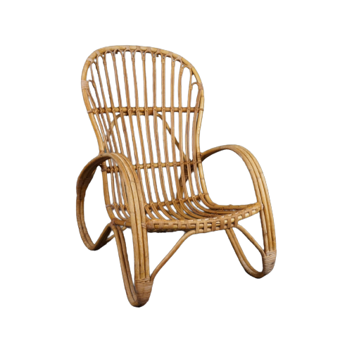 Zeldzame Rotan Fauteuil, Rohé Noordwolde, 1950