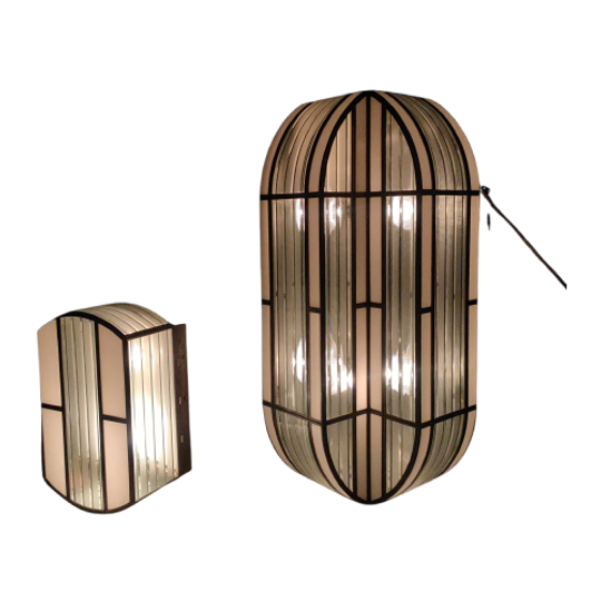 Unieke Set 'high End' Lampen Art Deco Stijl By Fredrick Ramond Glassman (frank Lloyd Wright Style 1