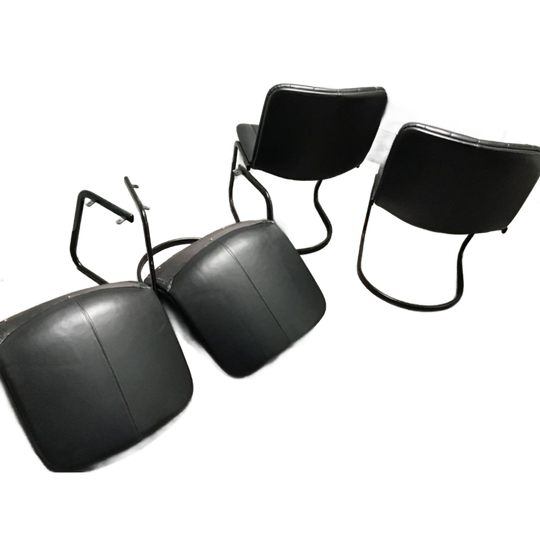 Eetkamerstoelen Zwart Leren Rug En Zitting. 1