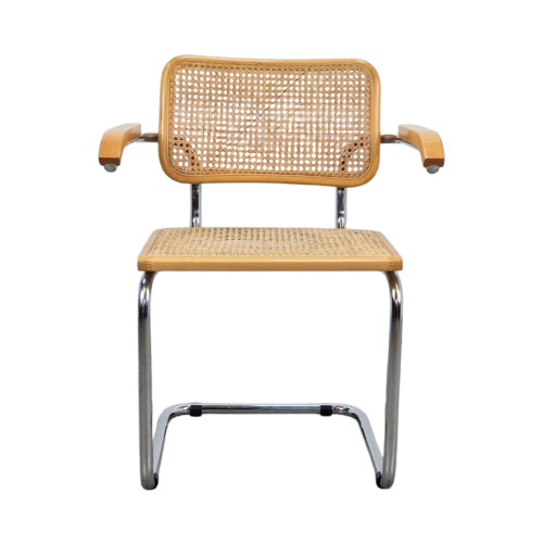 Vintage Cesca S64 Stoel Marcel Breuer Italie Webbing Buis