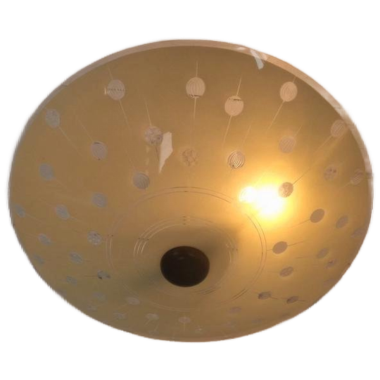 Vintage Jaren 50 Schaal Lamp Glas 48 Cm Diameter. 1