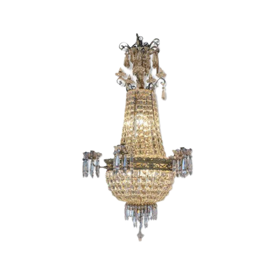Beautiful Antique French "sac A Perle" Chandelier 1