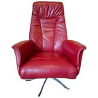 Rood Lederen Relexfauteuil thumbnail 1