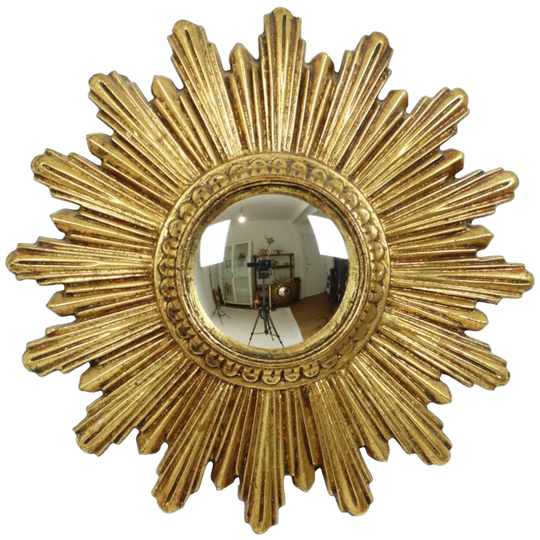 Kleine Zonnespiegel Sunburst Spiegel Bladgoud Convex 24cm 1