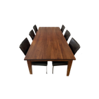 Mid-Century Bruin Eettafel Met 6 Stoelen En Evt Uit Te Breiden Met Salon Tafel. thumbnail 1