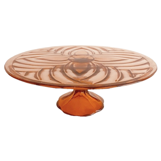 Art Deco Taartplateau Luxval Val St. Lambert Roze 1930’s 1