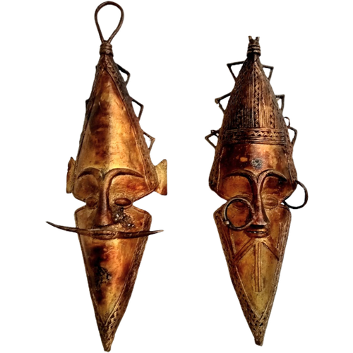 Set Antiek West Afrika Etnische Altaar Maskers