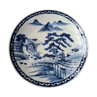 Mooi Japans Sierbord - Blauw En Wit Met Een Berglandschap