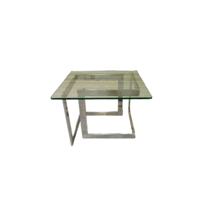 Vintage Chrome En Glas Bijzettafel Salontafel Sidetable