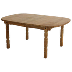 Brutalist Eettafel | Vintage Tafel | Eiken | Verlengbaar thumbnail 1