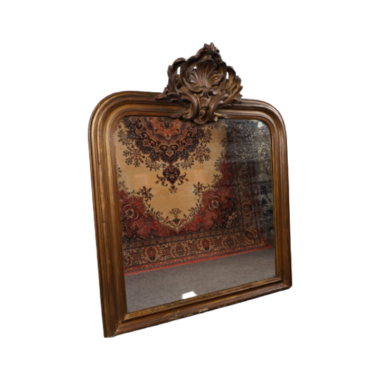 Grote Antieke Franse Schouw Spiegel Met Prachtig Ornament 1