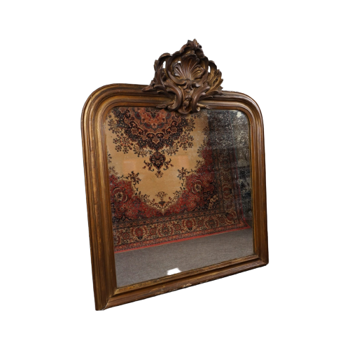 Grote Antieke Franse Schouw Spiegel Met Prachtig Ornament