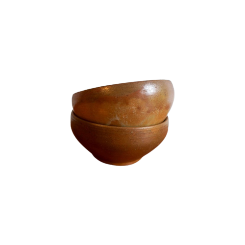 2 X Sandstone Grès Beige White Glaze French Gein Ceramic Bowls
