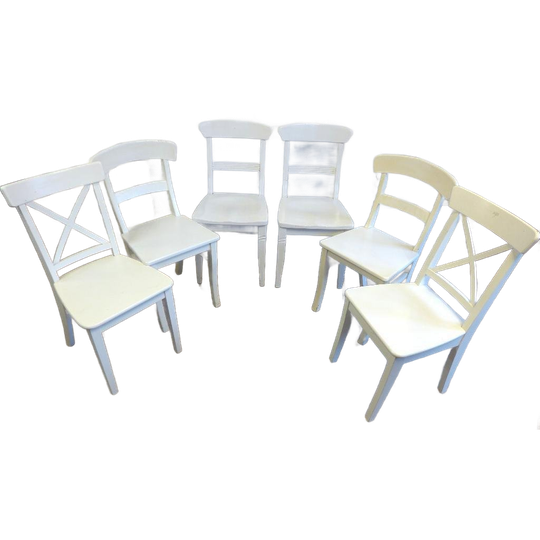 Mooi Set Van 6 Witte Landelijke Stoelen 1