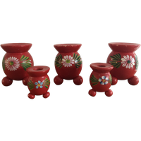Set Van 5 Zweedse Vintage Bolkandelaren Kerst Handgemaakt