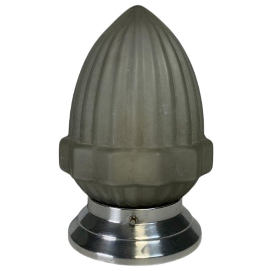 Art Deco Plafondlamp Met Mat Glazen Kap, Jaren '30 1