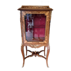 Klassieke Rozen Fineer 1-deurs Vitrine, Servieskast. thumbnail 1