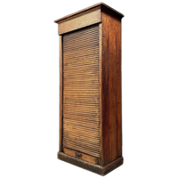 Antieke Houten Craquelé Rolluik Kast