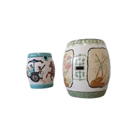 Set Of 2 Porcelain Chinoiserie Garden Stools