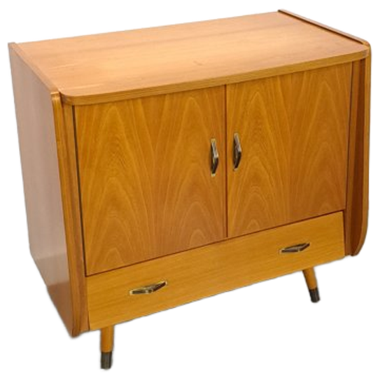 Tv Audio Lp Meubel Met Messing Grepen En Schuine Poten 1