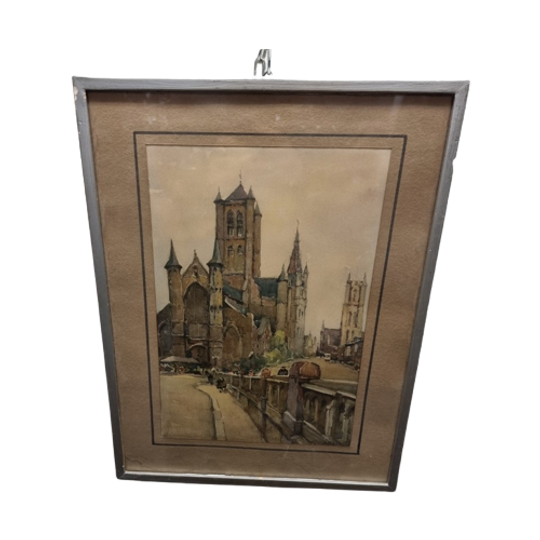 Aquarel Van Gent Nicolas Markovitch, Circa 1930 1