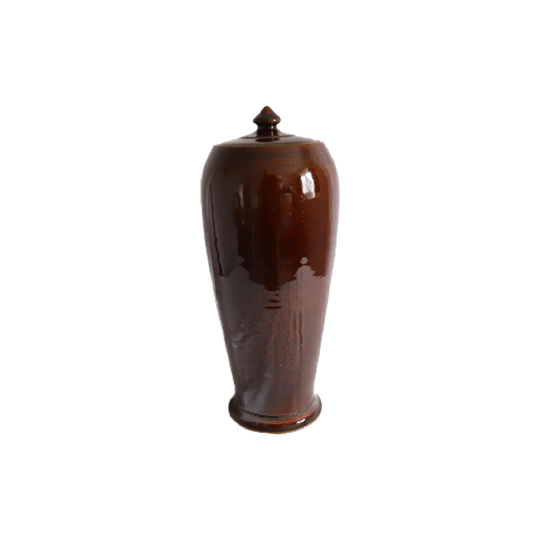 Vintage Grote Aardewerk Pot Met Deksel/urn, Jaren '60/'70 1