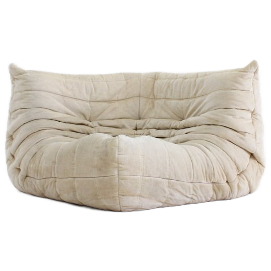 Vintage Togo Ligne Roset Hoek Fauteuil Velours Beige 1