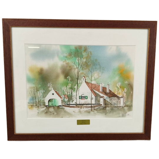 Etienne Maes - Aquarel - Vissershuisje 1