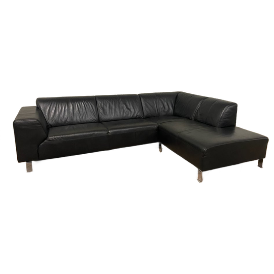 Zwarte Echt Leren Hoekbank – Brede Zit – Solide Basis – Gratis Levering Nl & Be 1