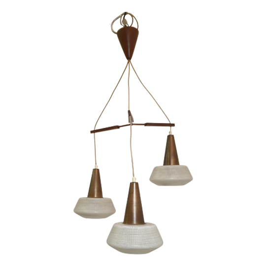 Vintage Hanglamp 3 Glazen Kappen 1