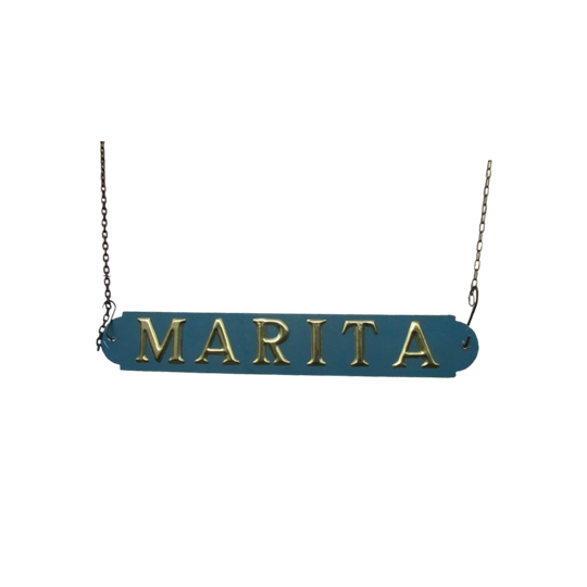 Marita, 2 X Vintage Metalen Naamborden Van Schip, Boot 1