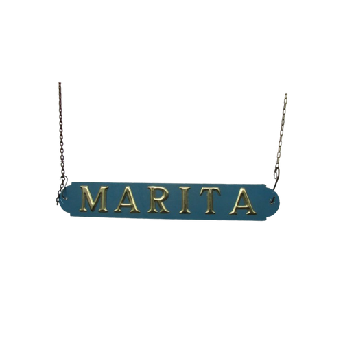 Marita, Vintage Metalen Naambord Van Schip, Boot