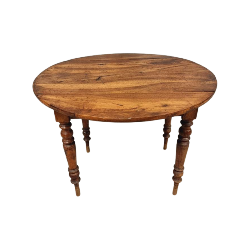 Antieke Hangoortafel Ronde Tafel Notenhout 96 Cm