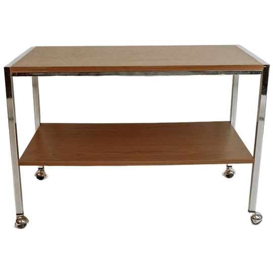 Vintage Bar Trolley, Jaren 70 - Hout En Chroom 1