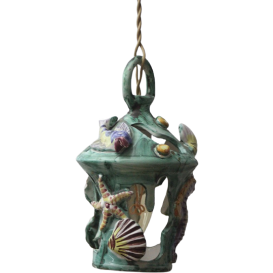 Ceramic Lantern With Sealife Decor, Vietri Sul Mare, Italy. 1